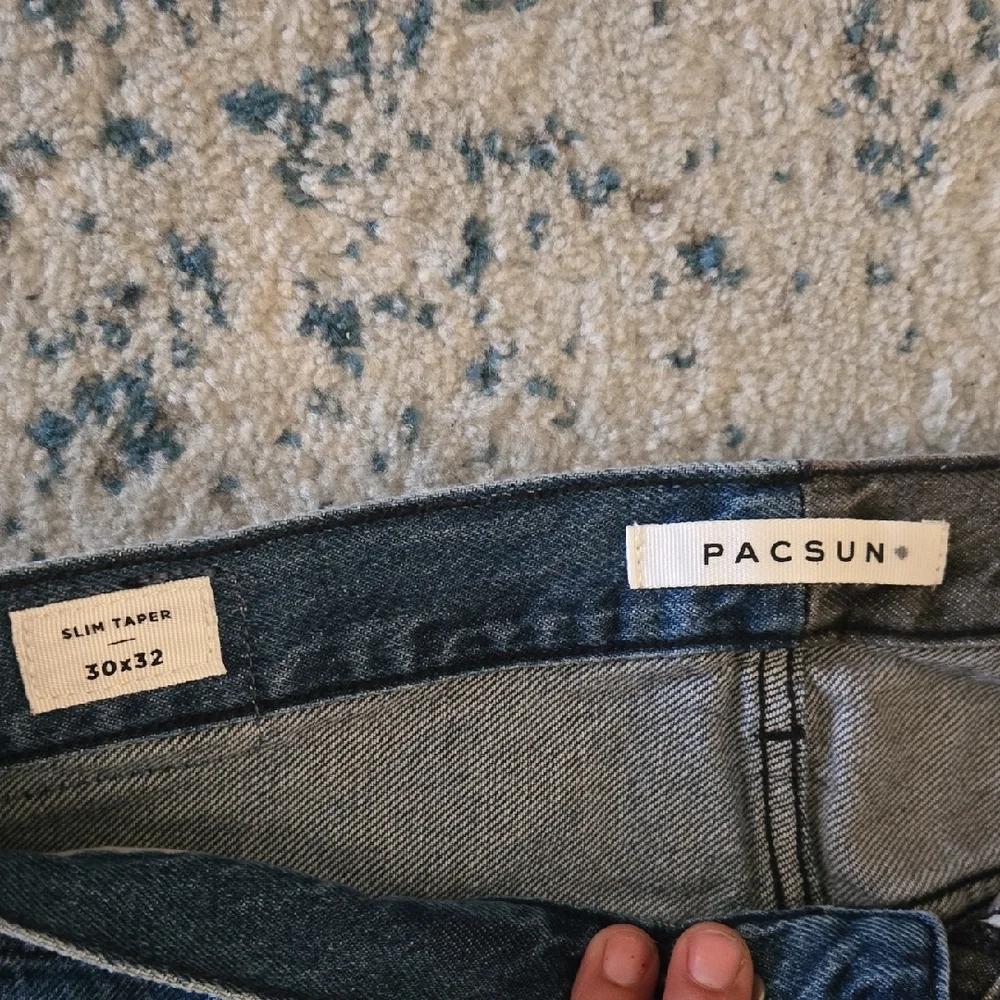 Pacsun Blue and Grey Skinny Jeans with Contrast Design